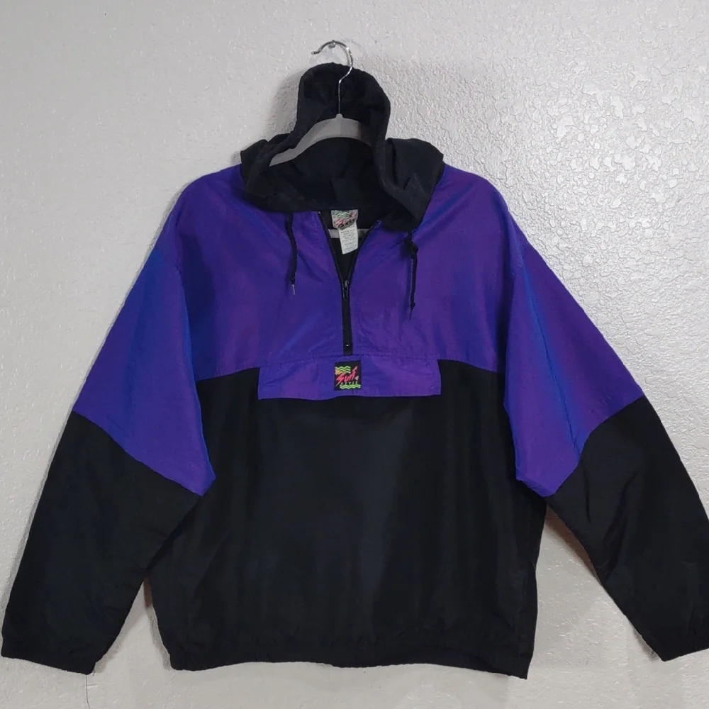 Vintage Surf Style, Purple and Black Windbreaker Jacket - Picture 9 of 17